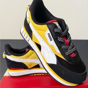 Puma PEANUTS Future Rider AC | Black Yellow White | Kids Size 10C | 381924-01